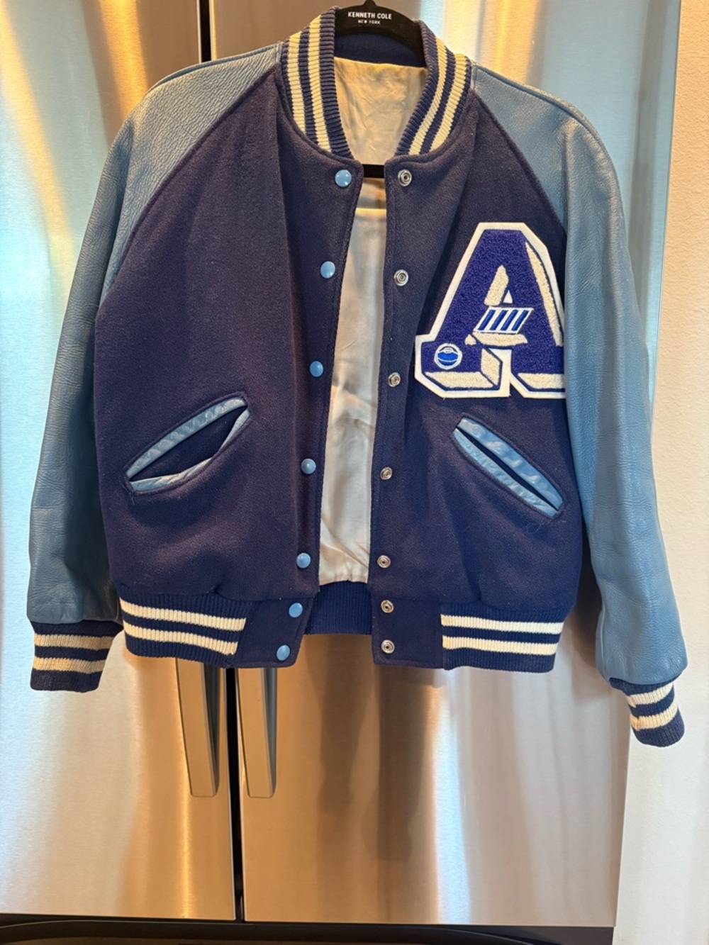 Vintage Letterman Varsity Jacket in Navy and Light Blue